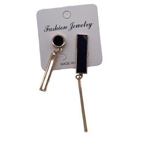 Long Statement‎ Asymmetry Round Geometric Rectangle Black Crystal Earrings Women